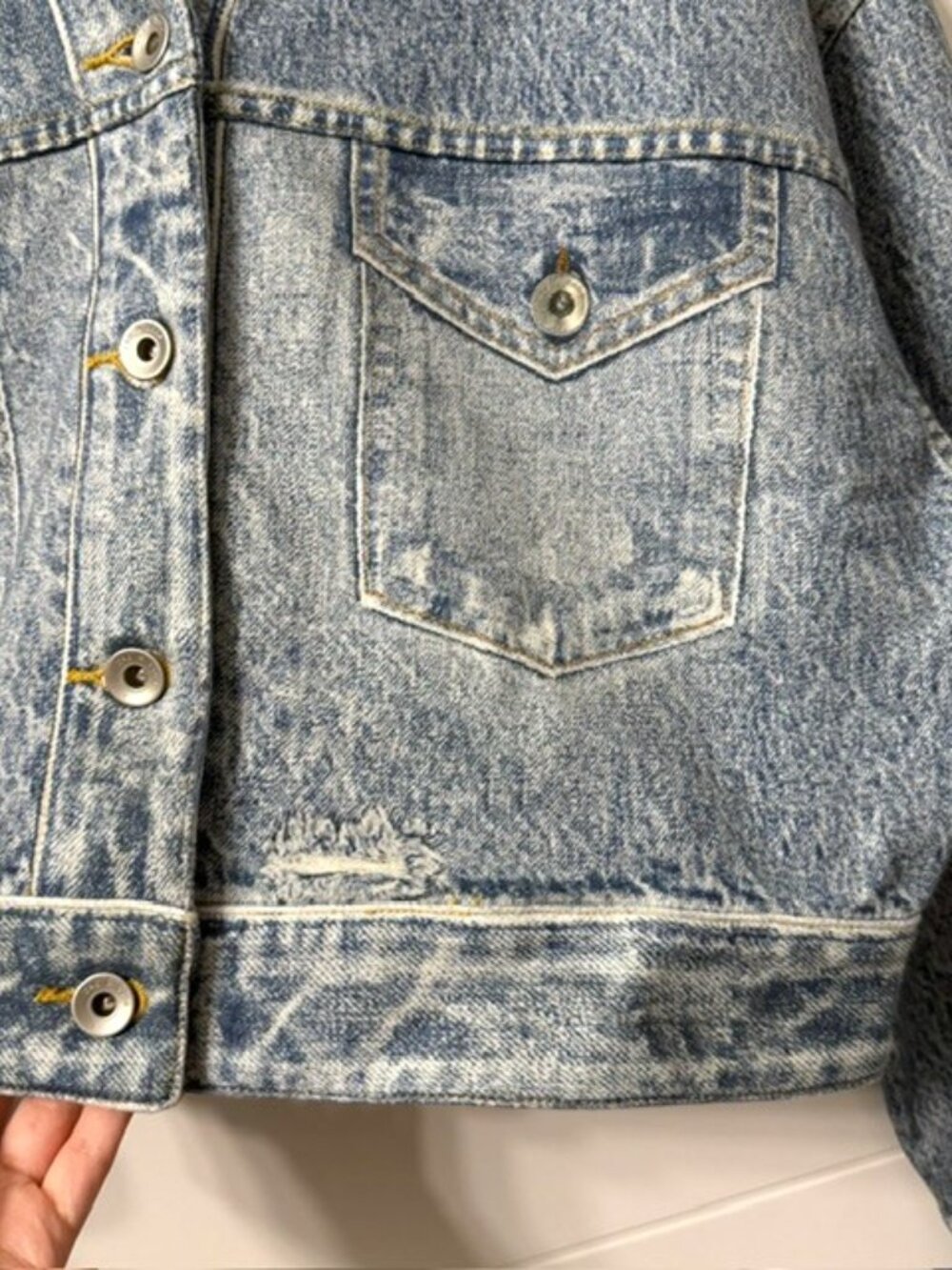 Rag and Bone Miramar Cropped Denim Print Jacket Size Medium - Picture 6 of 16